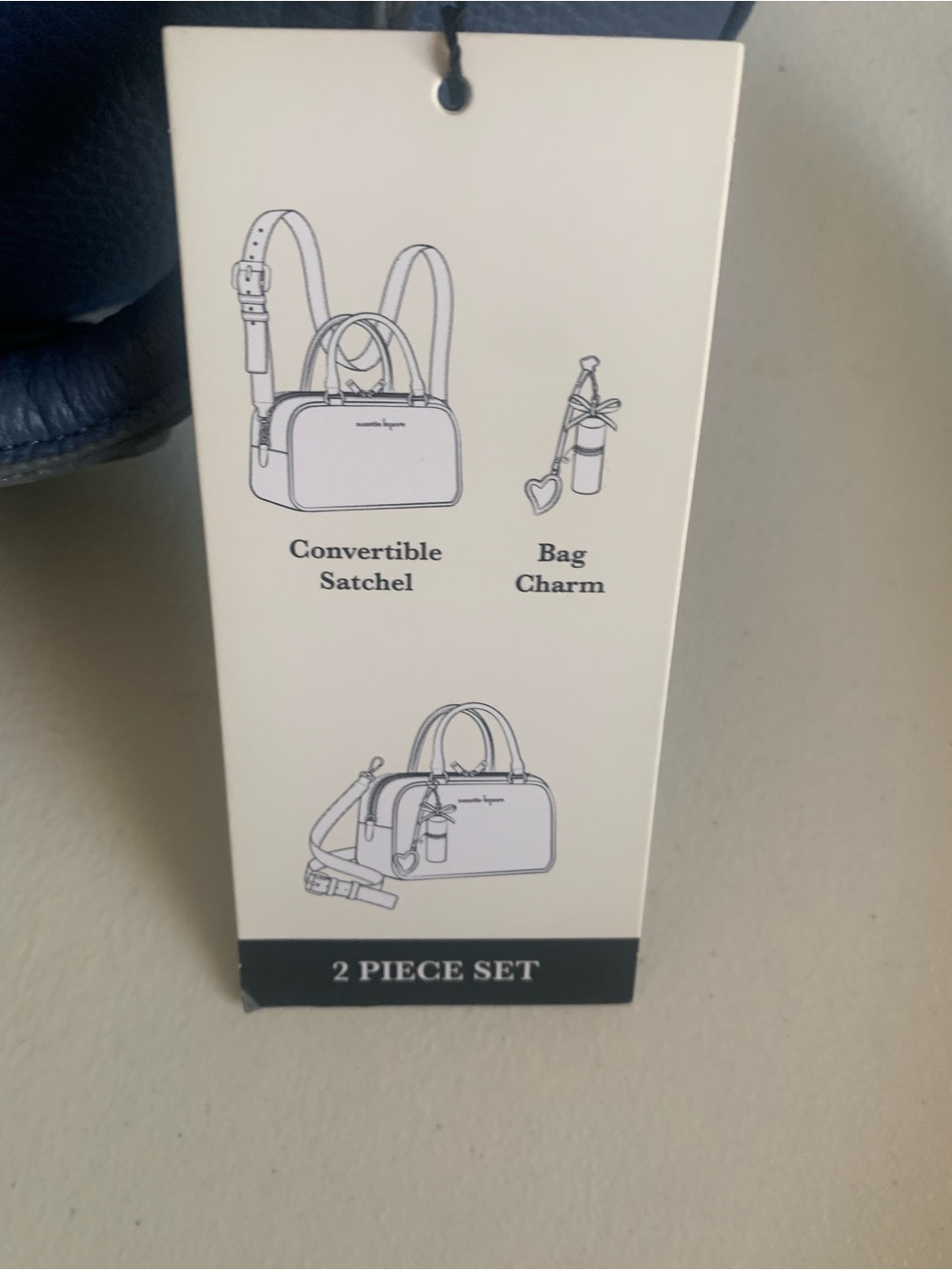 Nanette Lepore Blue Leather Satchel with Matching Pouch - Picture 2 of 13